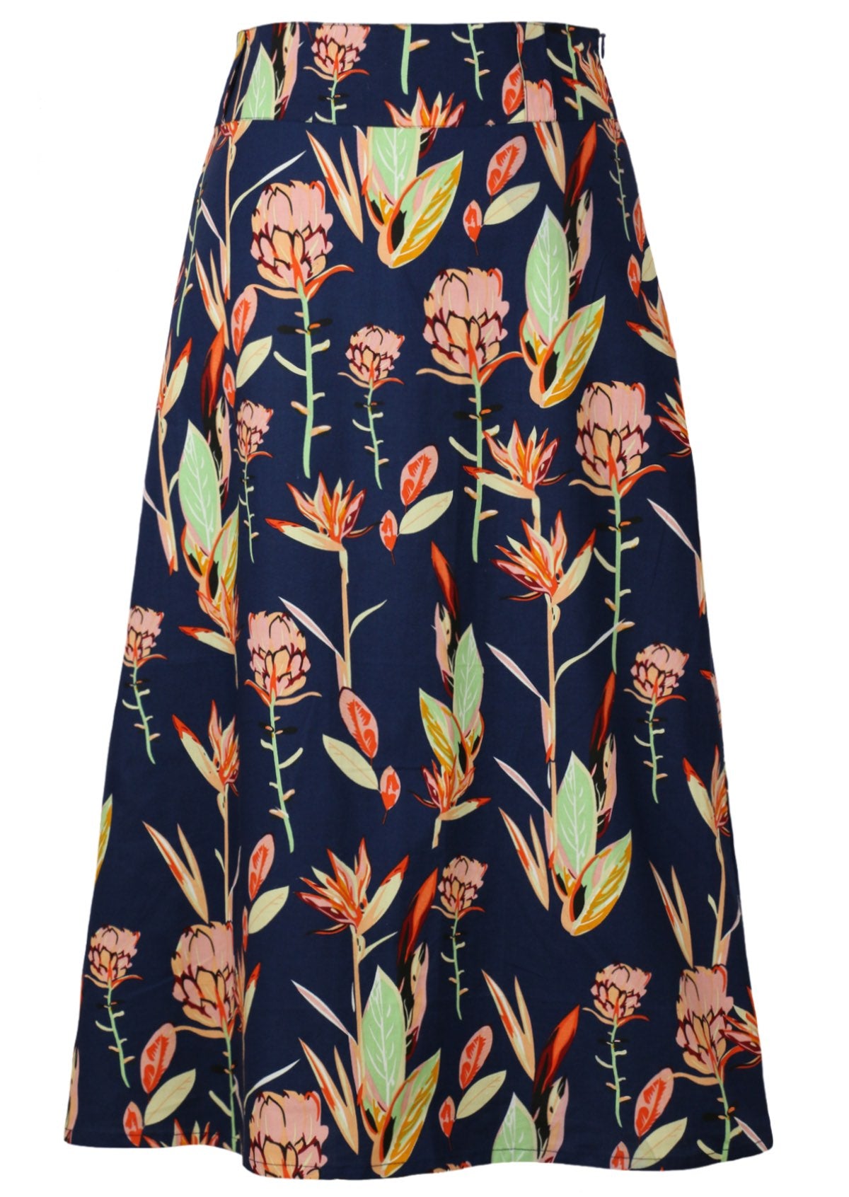bright coloured cotton below knee skirt