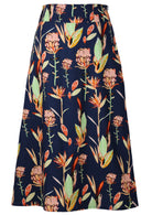 bright coloured cotton below knee skirt