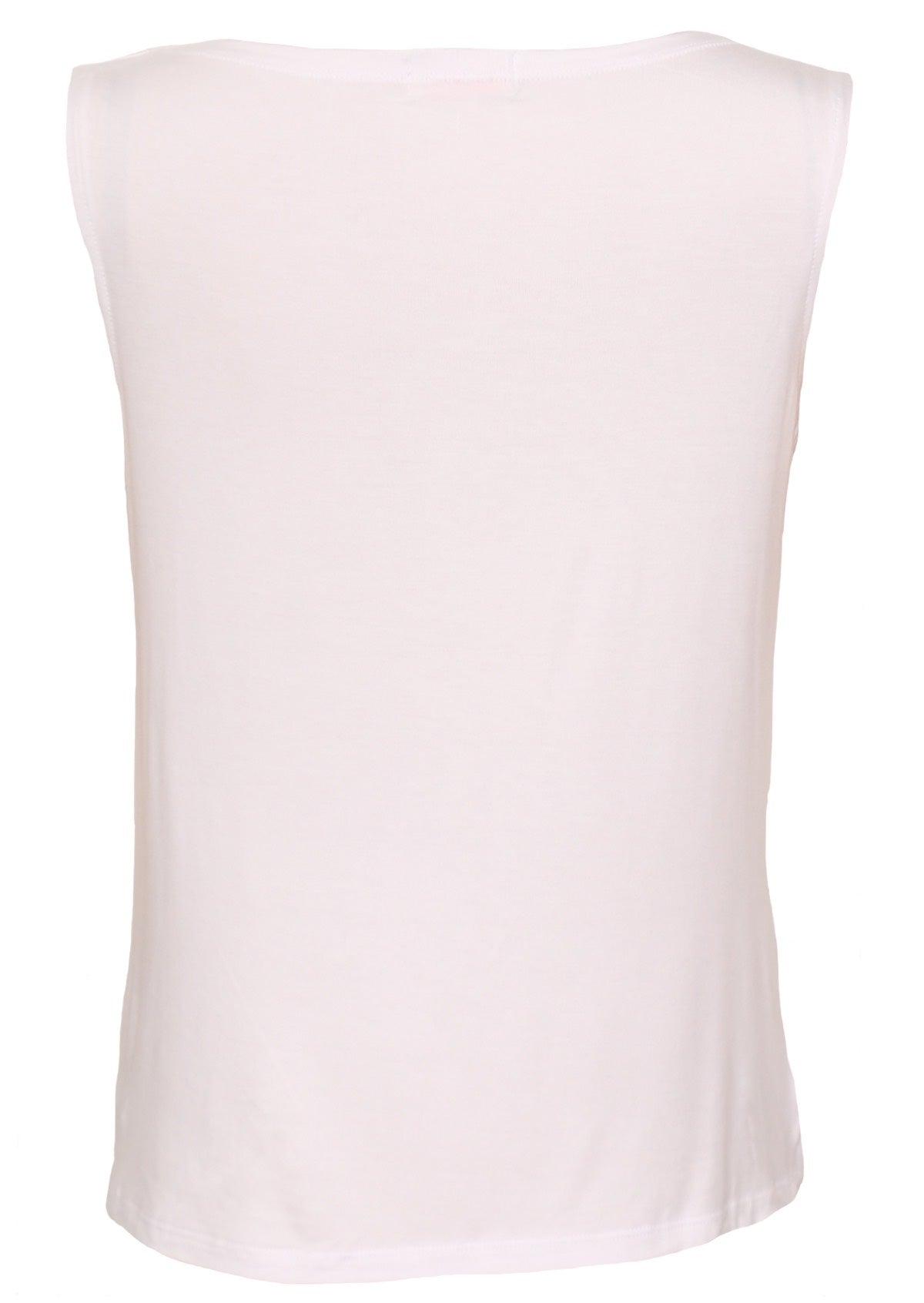 Back view white stretch rayon jersey top