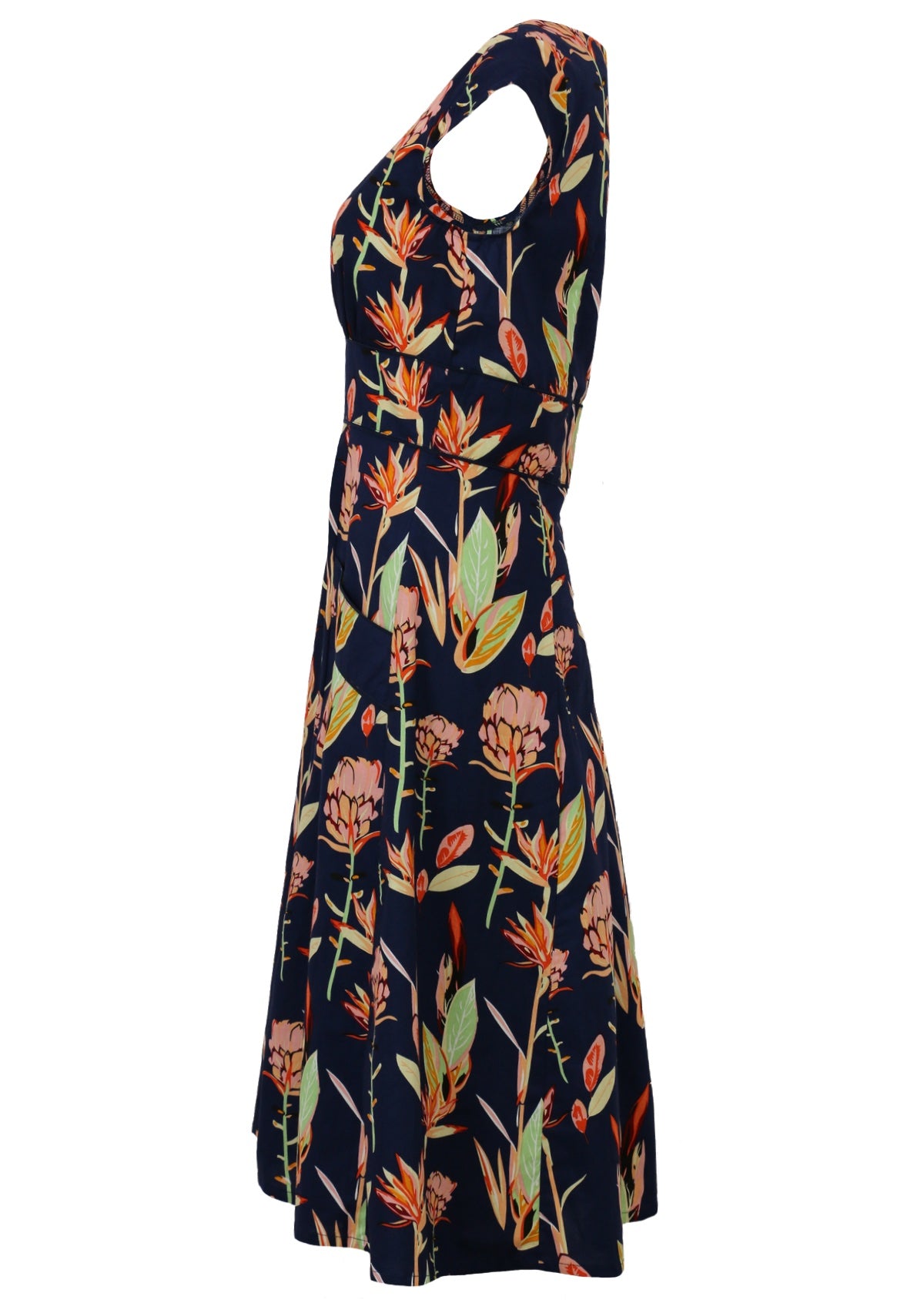 Side View Cap Sleeve Cotton Womens Dress