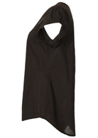 side view cap sleeve women's top black