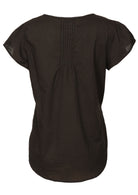 back view pleated detail at back and front of top