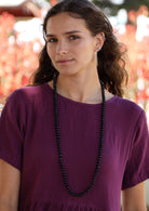 single strand black natural wood bead necklace Australia